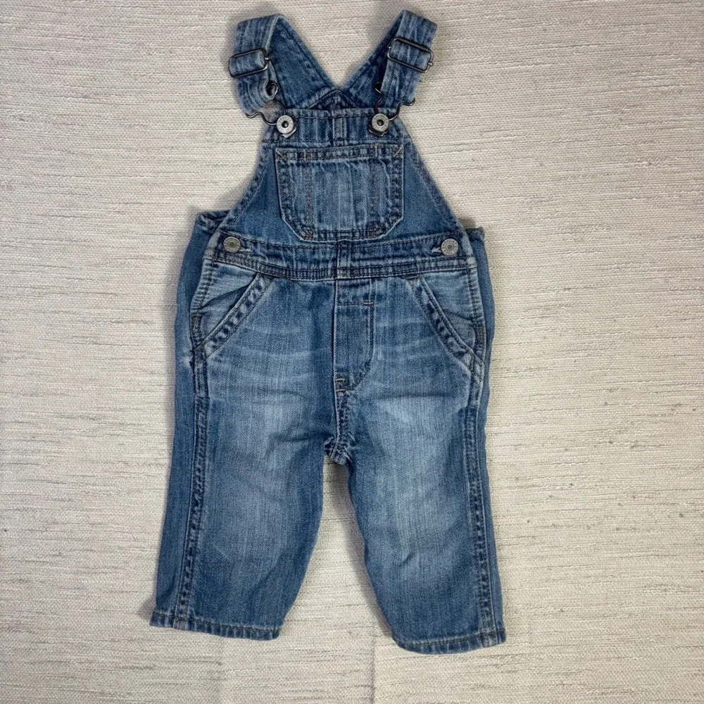 Baby Gap Organic Cotton Denim Overalls Medium Wash Blue 3-6 Months Bibs